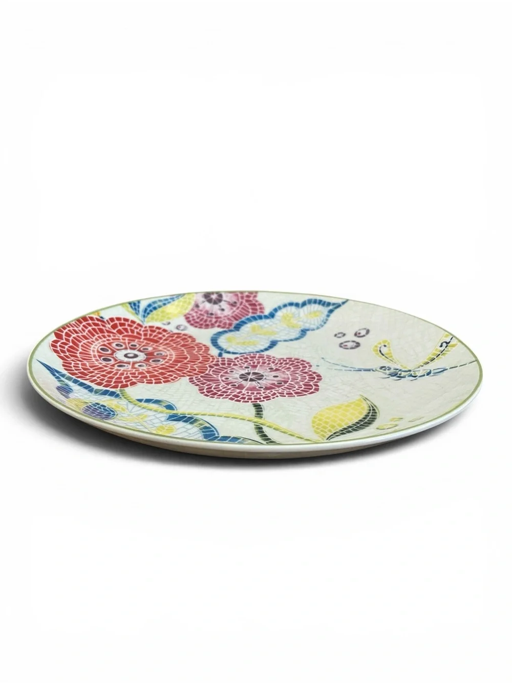 Anthropologie Mosaic Floral Plate
